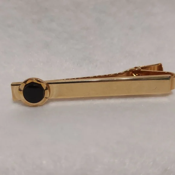 Vintage Goldtone and Hematite Tie Clip - Picture 1 of 3